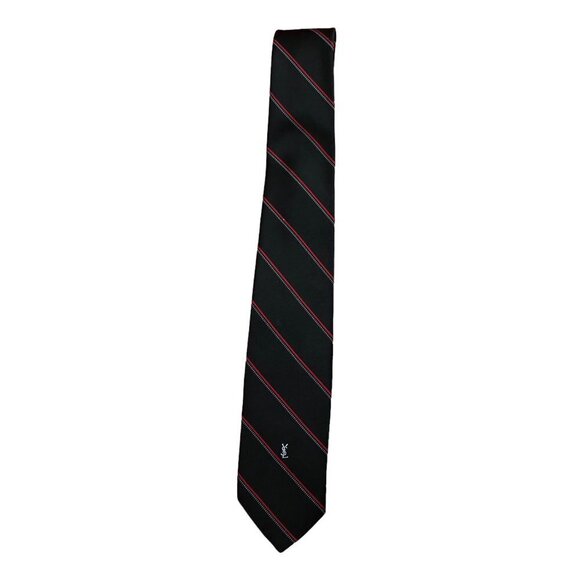 VINTAGE Yves Saint Laurent Tie Black/Red - Picture 2 of 7